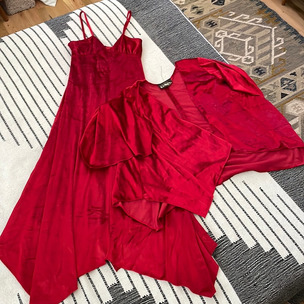 Vintage Nicole Miller for P.J. Walsh Matching Velvet Dress Set and Cardigan